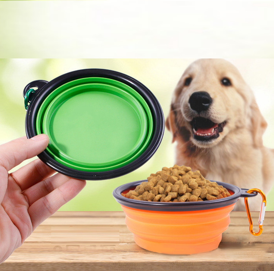 Dog Water Bottle and Collapsible Bowl, 2 in 1 Pet Food Container, Portable Water Bowl for Walking, Traveling, Camping Hiking (Green)
