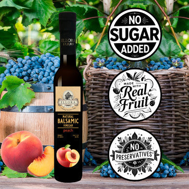 Ellora Farms, Peach Infused Thick Balsamic Vinegar, Product of Crete, Greece, 8.5 oz