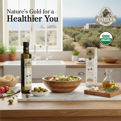 Ellora Farms, Certified Organic & Single Estate PDO Messara Greek Extra Virgin Olive Oil, High in Phenols, Gold Medal 2026, 17 OZ Bottle