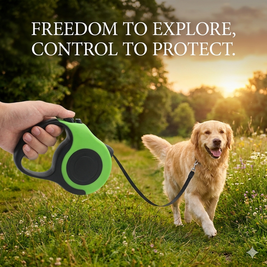 Pawspire Signature Retractable Leash, Smooth One-Touch Locking, Ergonomic Grip, 3M (10 feet) Heavy-Duty Nylon Strip, (Green)