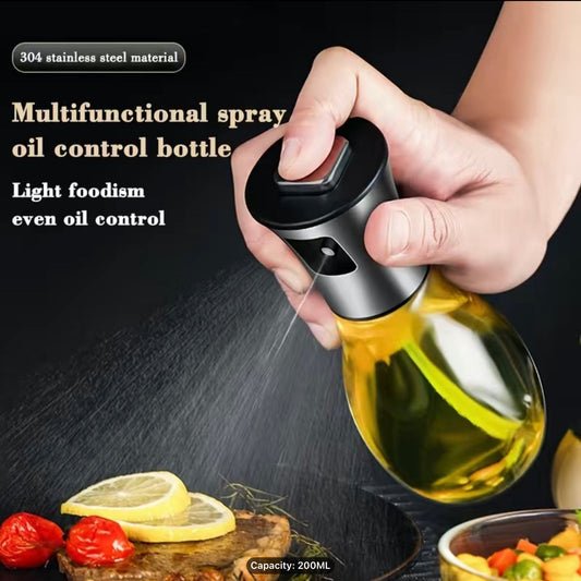 Ellora Farms, Aries Premium Chef Oil & Vinegar Glass Mister Sprayer, 200 ml Glass Bottle with Stainless Steel Funnel (2 Pack)