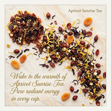 Organic Apricot Sunrise Tea, Caffeine Free Dessert Collection Tea, 1.5 oz. In Jar