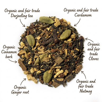 Organic Maharaja Masala Chai, Aromatic Spices, Specialty tea collection, 1.5 Oz Jar