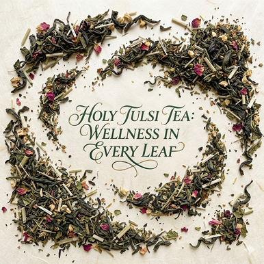 Organic Holy Tulsi Tea, Green tea, Wellness tea collection, 1.5 oz. Jar