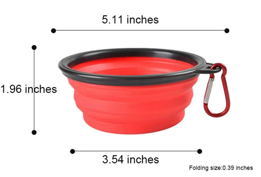 Dog Water Bottle and Collapsible Bowl, 2 in 1 Pet Food Container, Portable Water Bowl for Walking, Traveling, Camping Hiking (Red)