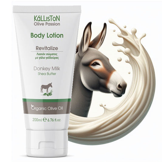 Kalliston Organic Donkey Milk Lotion with Organic Olive Oil & Shea butter, Moisturize, Nourish and Hydrate, All Skin types, 6.76 oz (200ml)