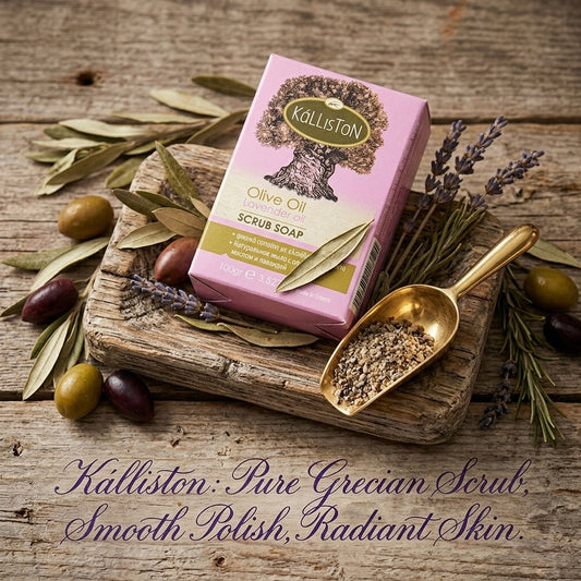 Olive Oil Scrub Soap with Lavender Oil & Extract, All Natural, Made in Ancient Crete, Greece, 3.50 oz.