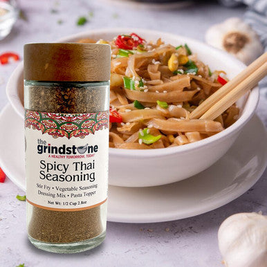 Thai Seasoning, Salt Free Curry Spice, Suited for all Vegetables, Meat, Stir Fry, Popcorn, Noodles, 2.5 oz Glass Bottle with Dual Sifter