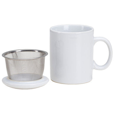 Infuser Tea Mug With Lid, 11 oz White