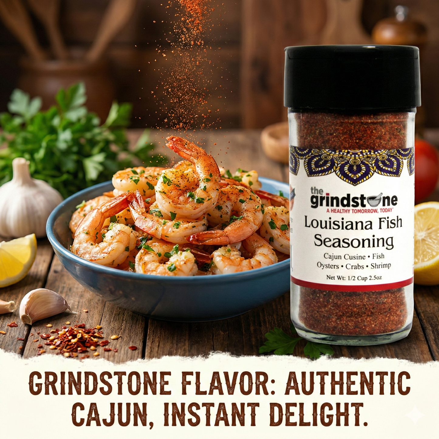 Louisiana Fish Seasoning, Spice Rub for Cajun food, Dirty Rice, Seafood, Fajitas, MSg Free, 2.50 oz. Glass jar with Sifter, Pack of 2