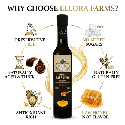 Ellora Farms, Greek Honey Infused Thick Balsamic Vinegar, Product of Crete, Greece, 8.5 oz