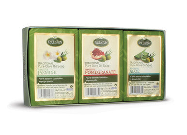 Traditional Olive Oil Soap 3 Pack | ASSORTED | All Natural | Assorted Aroma Fragrances | Made in Ancient Crete, Greece | 3 Soaps 3.53 oz. Each