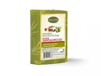 Traditional Olive Oil Soap Sandalwood Aroma, All Natural, Sandalwood Fragrance, Made in Ancient Crete, Greece, 3.50 oz.