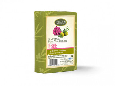 Traditional Olive Oil Soap Rose Aroma, All Natural, Rose Fragrance, Made in Ancient Crete, Greece, 3.50 oz.