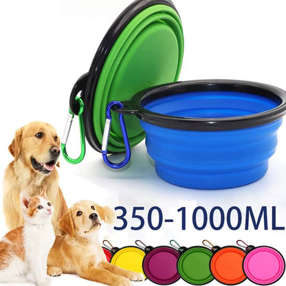 Dog Water Bottle and Collapsible Bowl, 2 in 1 Pet Food Container, Portable Water Bowl for Walking, Traveling, Camping Hiking (Blue)