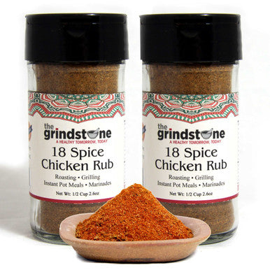 18 Spice Chicken Rub, Perfect for Grilling, Tandoor, Roast, Broil, Hand-blended Non GMO & MSG Free Spice, 3.50 oz. Glass Jar, Pack of 2