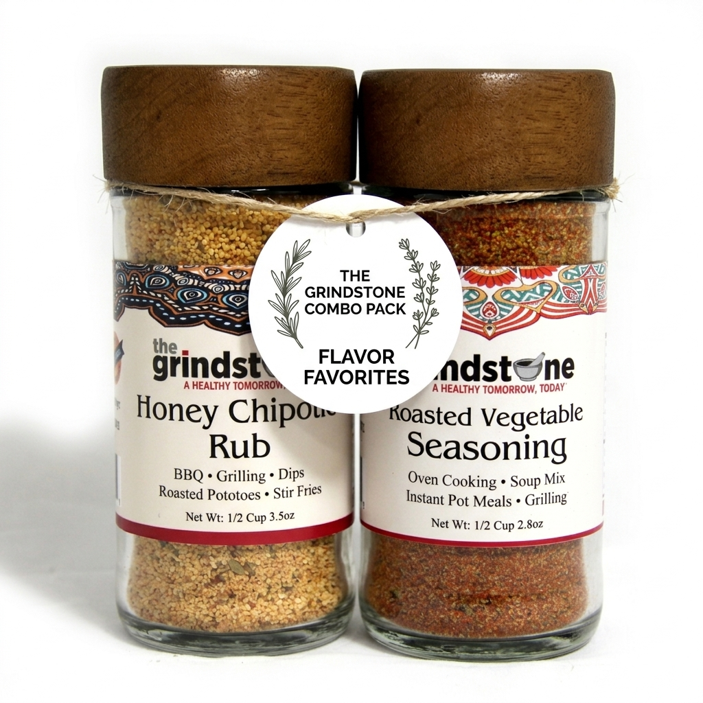 Combo Pack, Honey Chipotle Rub & Roasted Vegetable Seasoning, Perfect for Chicken, Pork, Vegetables, BBQ, Stir-Fries, Glass Bottle, Pack of 2