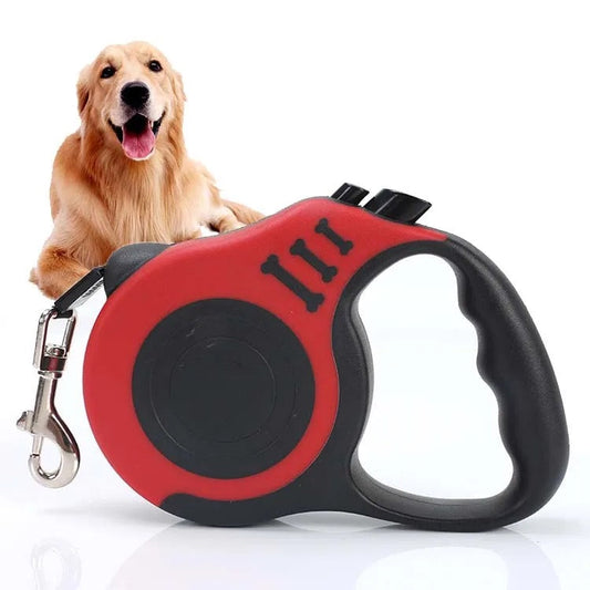 Pawspire Signature Retractable Leash, Smooth One-Touch Locking, Ergonomic Grip, 3M (10 feet) Heavy-Duty Nylon Strip, (Red)