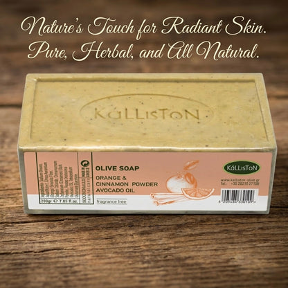 Orange & Cinnamon Powder, Olive Soaps with Natural Herbs, Fragrance Free, Made in Island of Crete, Greece, 7.05 oz
