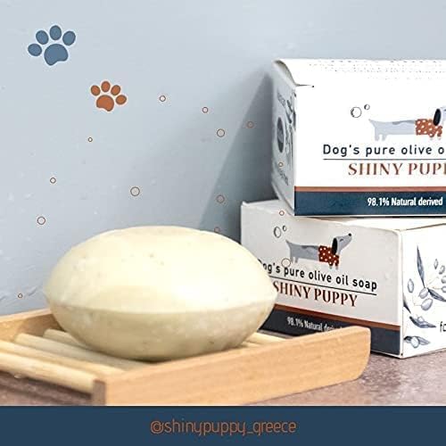 Puppy Dog Olive Oil Soap with Aloe Vera Extract, Shampoo Bar Soap, Itch Relief from Cedar Oil, Soap Base and Collapsible Water Dish, 130 Grams (White)