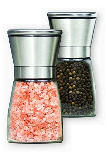Premium Salt or Pepper Grinder, Adjustable and 100% Corrosion Resistant, Brushed Stainless Steel, 1PC (Empty)