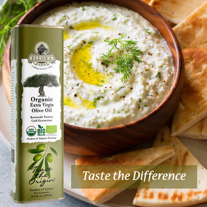 Ellora Farms, Certified Organic Greek Extra Virgin Olive Oil, Single Origin & Traceable EVOO, 17 oz, Tin, Pack of 2
