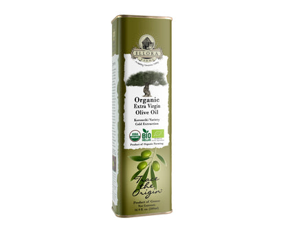 Ellora Farms, Certified Organic Greek Extra Virgin Olive Oil, Koroneiki Variety Olives, Single Origin & Traceable, 17 oz Tin