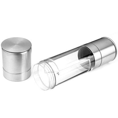2 in 1 Salt and Pepper Grinder | Adjustable Ceramic Rotor| Salt Mill and Pepper Mill Shaker | Brushed Stainless Steel | Empty