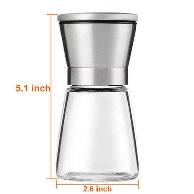 Premium Salt or Pepper Grinder, Adjustable and 100% Corrosion Resistant, Brushed Stainless Steel, 1PC (Empty)