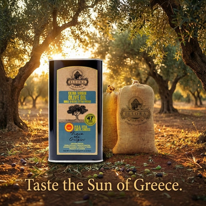Ellora Farms PDO SITIA Extra Virgin Olive Oil, Traceable and Single Estate EVOO, Harvested in Crete, Greece, (33.8 FL oz) 1 Ltr Tin, Pack of 2