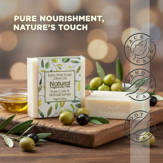 Natural Olive Soap, Fragrance Free, Pure Care Extra Fine Soap, Made with Real Olive Oil, 125g Each Bar
