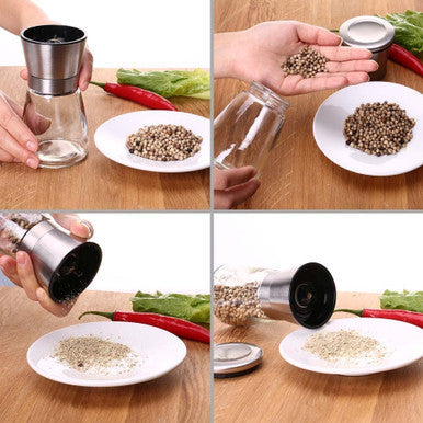 Premium Salt or Pepper Grinder, Adjustable and 100% Corrosion Resistant, Brushed Stainless Steel, 1PC (Empty)