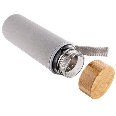 Tea2Brew, On the Go Tea Infuser, Double Walled Glass with Bamboo Lid, Perfect for Tea, Coffee, or Fruit Infusions, Neoprene Sleeve Included, 15 oz (400ml)