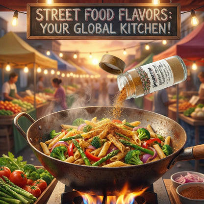 Market Street Seasoning, Salt-Free, Street-Food Inspired Spice Blend, Stir-Fry, Noodles, Seafood, Veggies & Grilling, 2.8 oz Glass Jar, Pack of 2