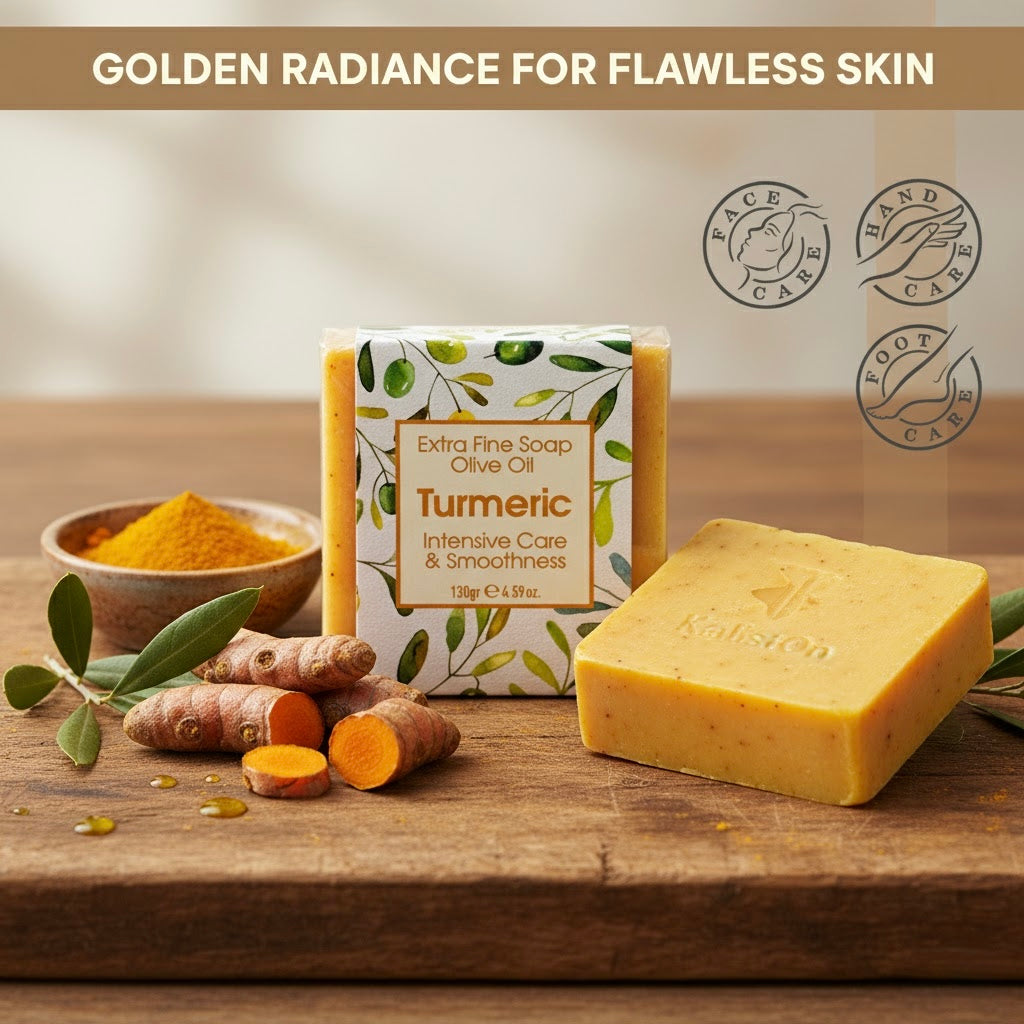 Olive & Turmeric Soap, Extra Fine Soap, Intensive Care, Made with Real Olive Oil, 125g Each Bar