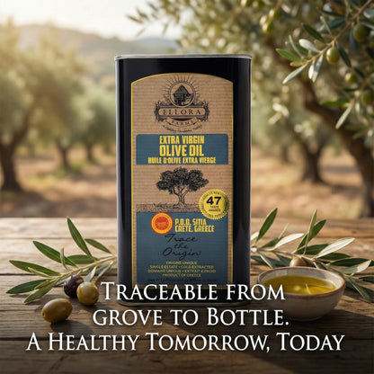 Ellora Farms PDO SITIA Extra Virgin Olive Oil, Traceable and Single Estate EVOO, Harvested in Crete, Greece, (33.8 FL oz) 1 Ltr Tin, Pack of 2