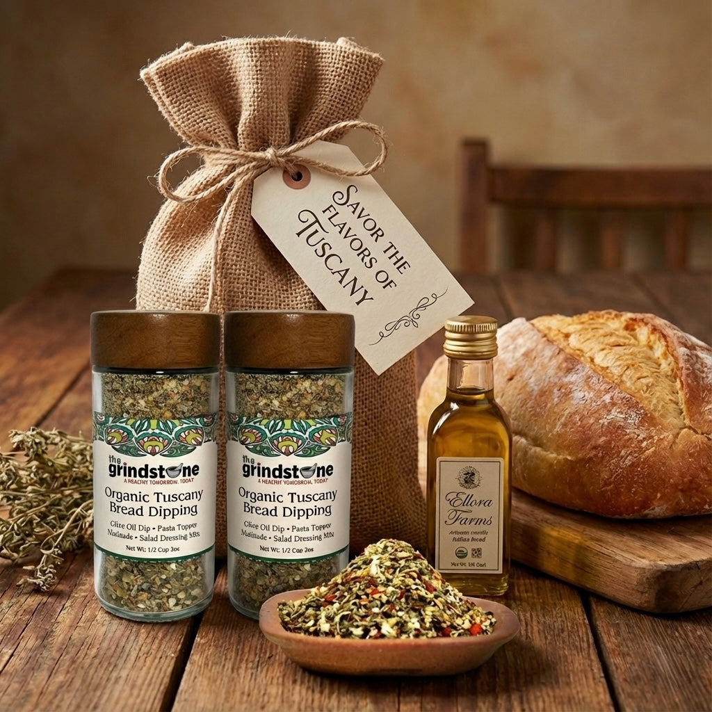 Organic Tuscany Bread Dipping Seasoning, Best with Extra Virgin Olive Oil, Pasta Topper, Pizza, Glass Jar with sifter, 2.3 oz