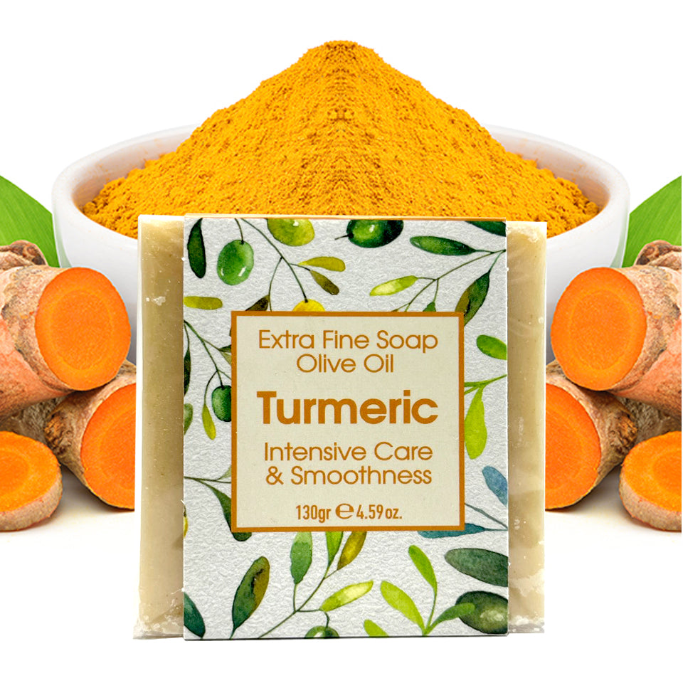 Olive & Turmeric Soap, Extra Fine Soap, Intensive Care, Made with Real Olive Oil, 125g Each Bar