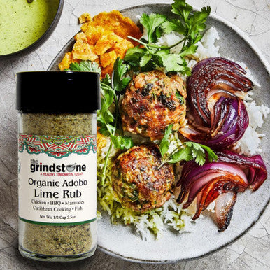 Organic Adobo Lime Rub, Best on Chicken, Tilapia and Salmon, Glass Jar with Dual Sifter, Non GMO & MSG Free Spice, 2.5 oz each