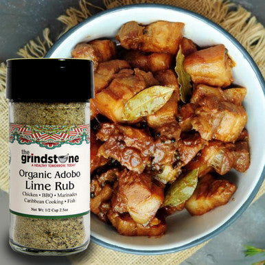 Organic Adobo Lime Rub, Best on Chicken, Tilapia and Salmon, Glass Jar with Dual Sifter, Non GMO & MSG Free Spice, 2.5 oz each