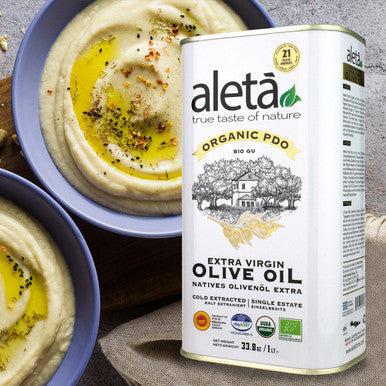 Aleta Organic & Single Estate PDO Extra Virgin Greek Olive Oil, 1 Ltr. Tin (33.8 oz.) and 500 ml bottle Combo