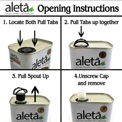 Aleta Organic & Ellora PDO SITIA Single Estate Extra Virgin Greek Olive Oil, 1 Ltr Tin, 33.8 oz. Combo