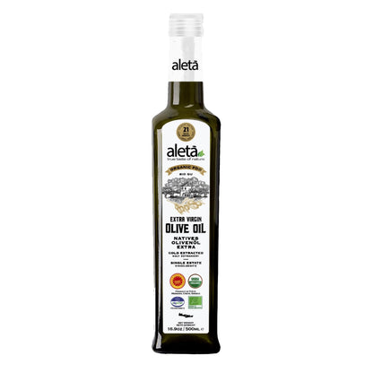 Aleta Organic & Single Estate PDO Extra Virgin Greek Olive Oil, Traceable EVOO, Kosher, Great Taste Award, 17 oz. (500ml) Bottle