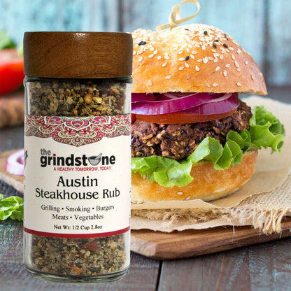 Combo Pack, Salt-Free Chophouse Burger and Austin Steakhouse Rub, Perfect for Burgers, Pasta, Pizza, Steaks, Grilled Meats, 1/2 cup Glass Bottle, Pack of 2
