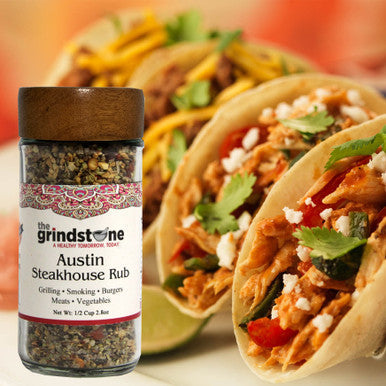 Austin Steak Rub, Salt-Free dry rub for Steaks, Tacos, Hamburgers, Veggie Burgers, Stuffing, GMO & MSG Free, Glass Jar with sifter, 2.8 oz, Pack of 2