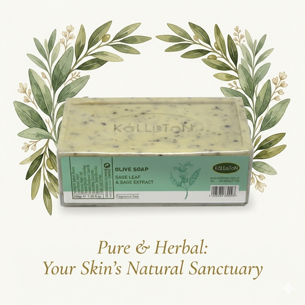 Sage Leaf & Sage Extract, Olive Soaps with Natural Herbs, Made in Greece, 7.05 oz