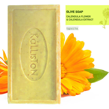 Calendula Flower & Calendula Extract, Olive Soaps with Natural Herbs, Fragrance Free, Made in Island of Crete, Greece, 7.05 oz