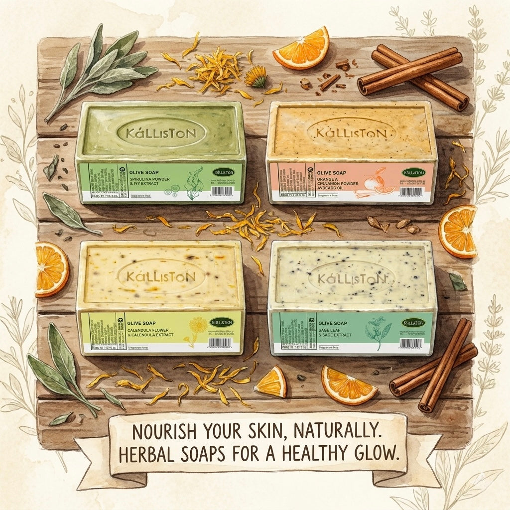 Calendula Flower & Calendula Extract, Olive Soaps with Natural Herbs, Fragrance Free, Made in Island of Crete, Greece, 7.05 oz