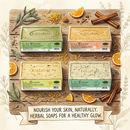 Calendula Flower & Calendula Extract, Olive Soaps with Natural Herbs, Fragrance Free, Made in Island of Crete, Greece, 7.05 oz