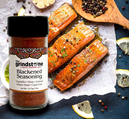 Blackened Seasoning, Perfect Spice blend for Fish & Seafood dishes, Potato Salad, Meats, Non-GMO & Non MSG, 2.50 oz. Glass Bottle with Sifter